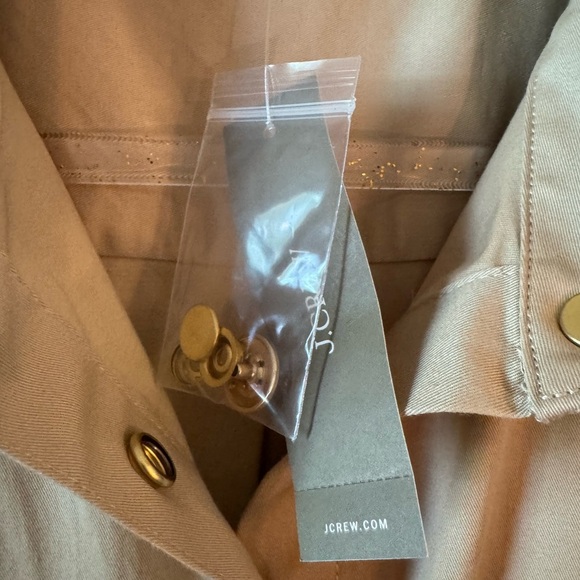 J. Crew Tie-waist shirtdress stretch twill Khaki snap button Size 12 NWT - Picture 9 of 10
